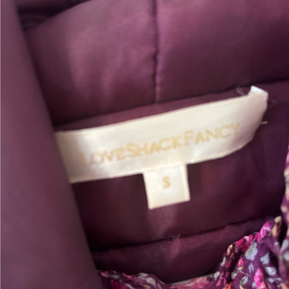 LoveShackFancy Modena Puffer Quilted Floral Print Jacket in Cherry Wine - Picture 9 of 10